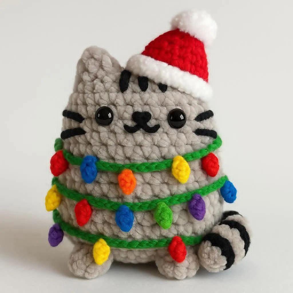 Christmas Cat Crochet PDF Pattern, Christmas