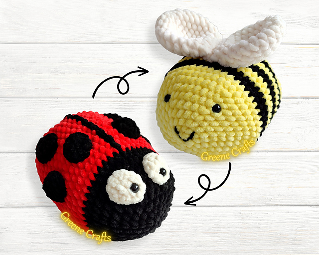 Crochet Bee Ladybug - Reversible Plush Toy Crochet Pattern