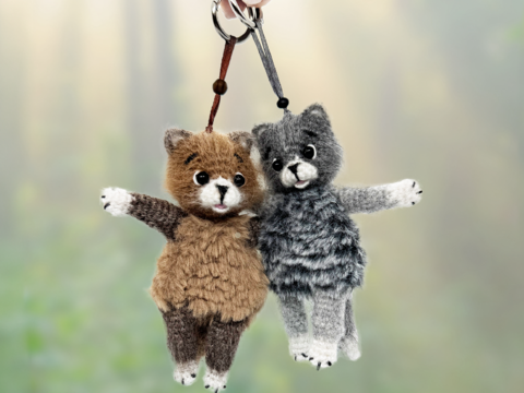 Crochet Kitten Keychain Cute Plush Toy & Stress Relief Accessory