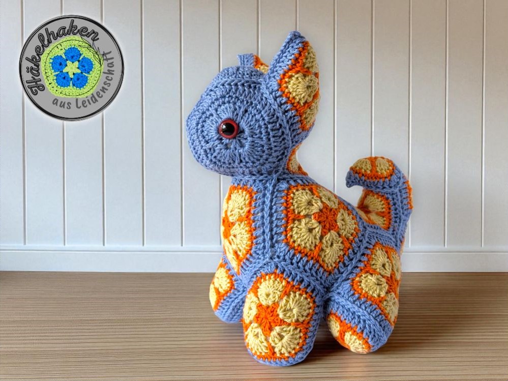 Crochet Pattern Cat African Flowers Amigurumi