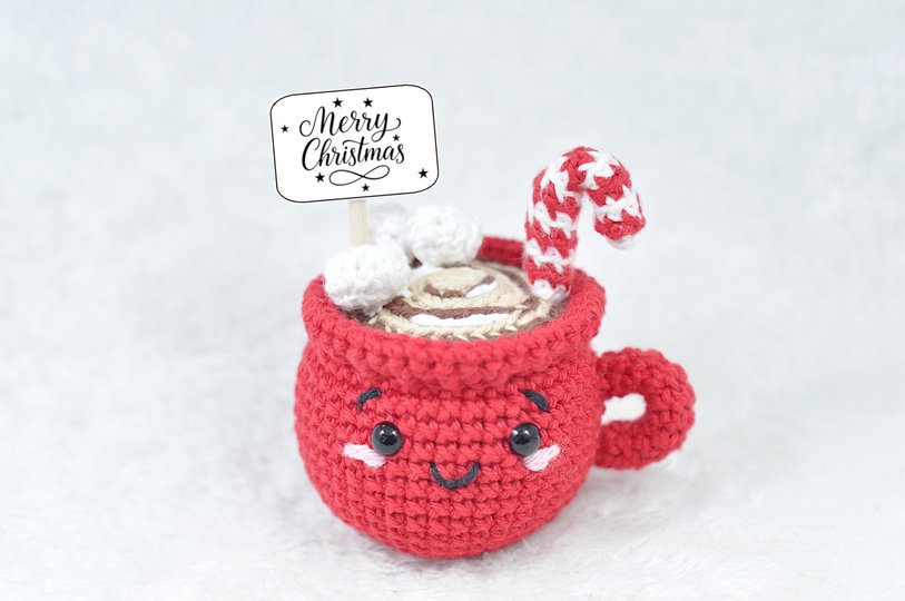 Crochet Pattern Cute Christmas Mug with Cocoa