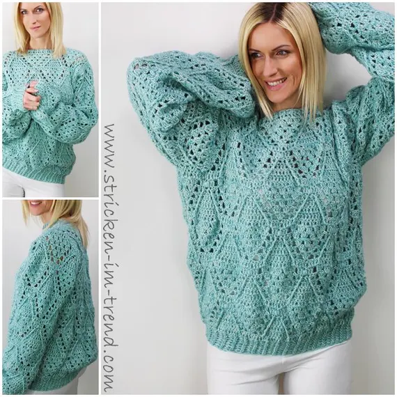 Crochet Pattern for a Sweater in Lace Stitches