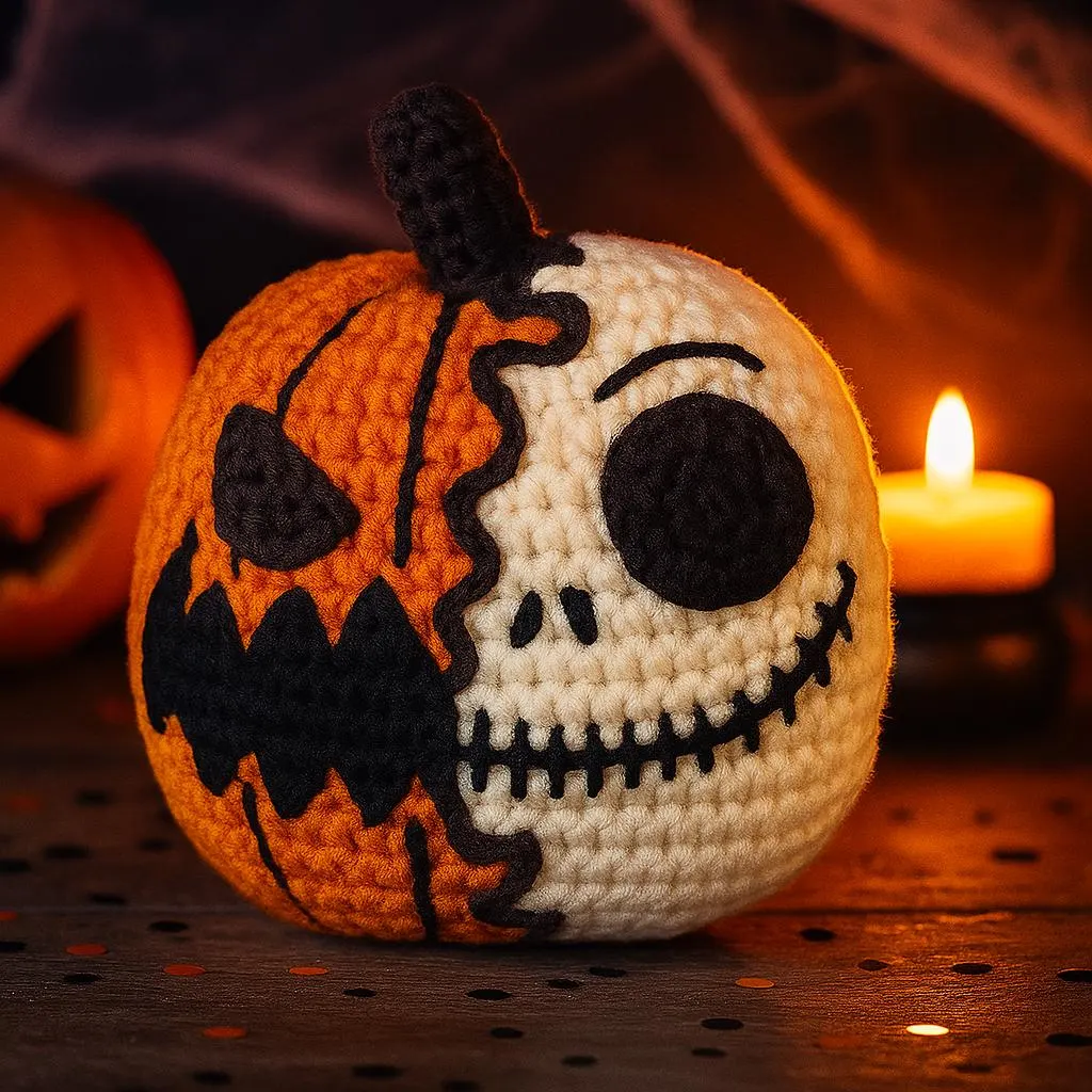 Crochet Pumpkin Skull Plushie Pattern
