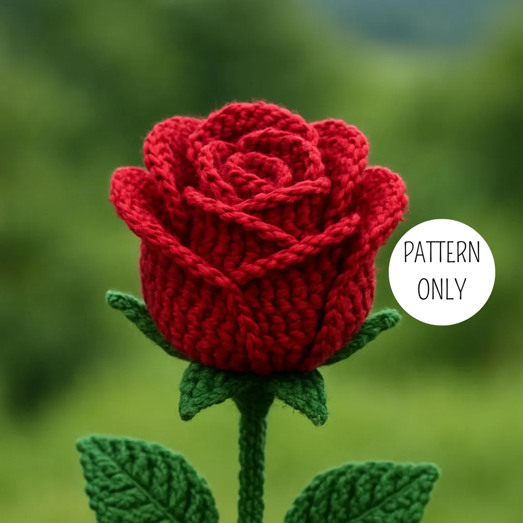 Crochet Rose PDF Pattern: Realistic Floral Amigurumi DIY Tutorial