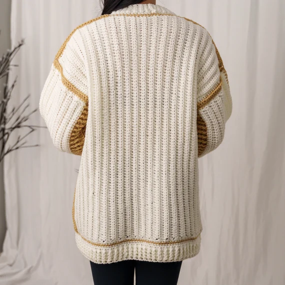 Crochet Sweater Pattern: Oversized Ribbed Crew Neck