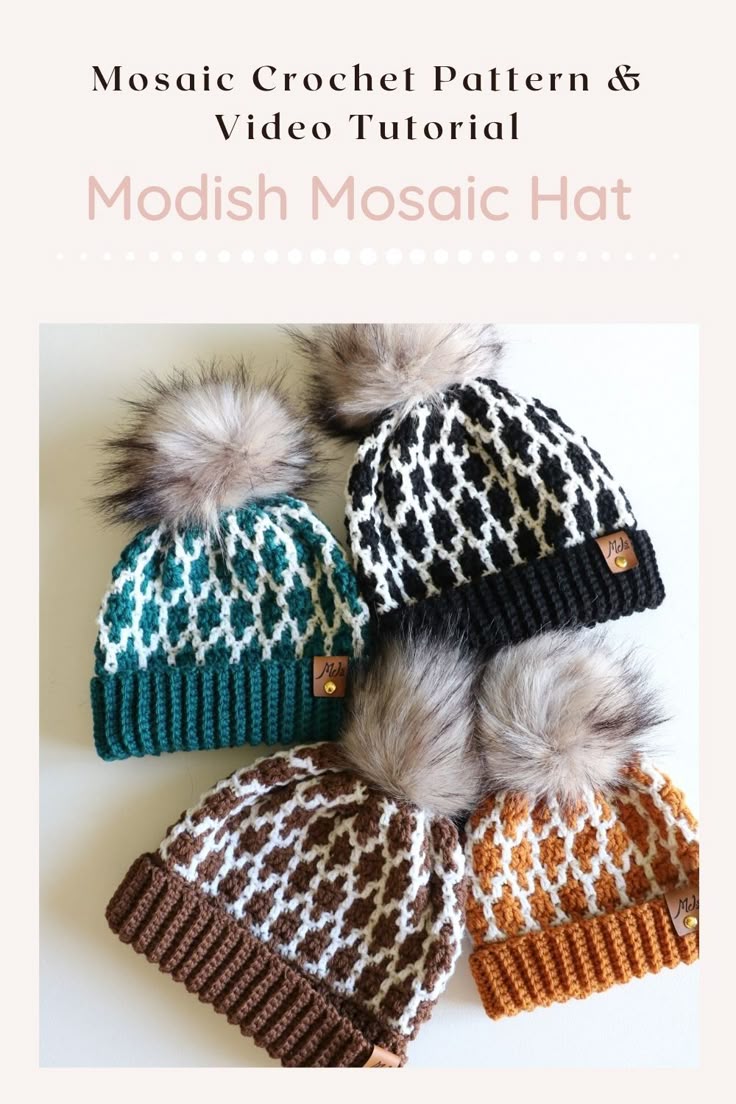 Modish Mosaic Hat & Mittens Set