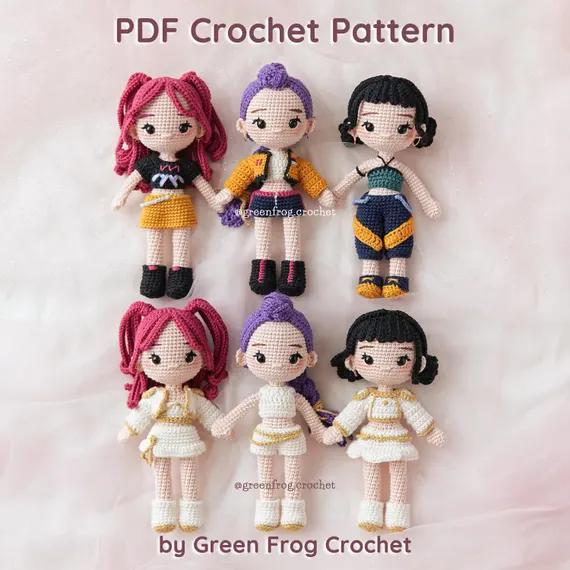 Pattern bundle 3 in 1: Kpop Girls Amigurumi Crochet Doll Pattern