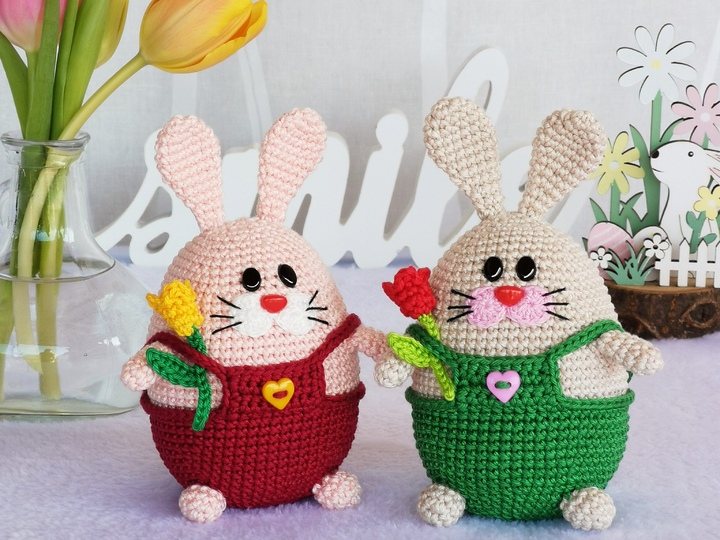 Spring Bunny Amigurumi in Overalls