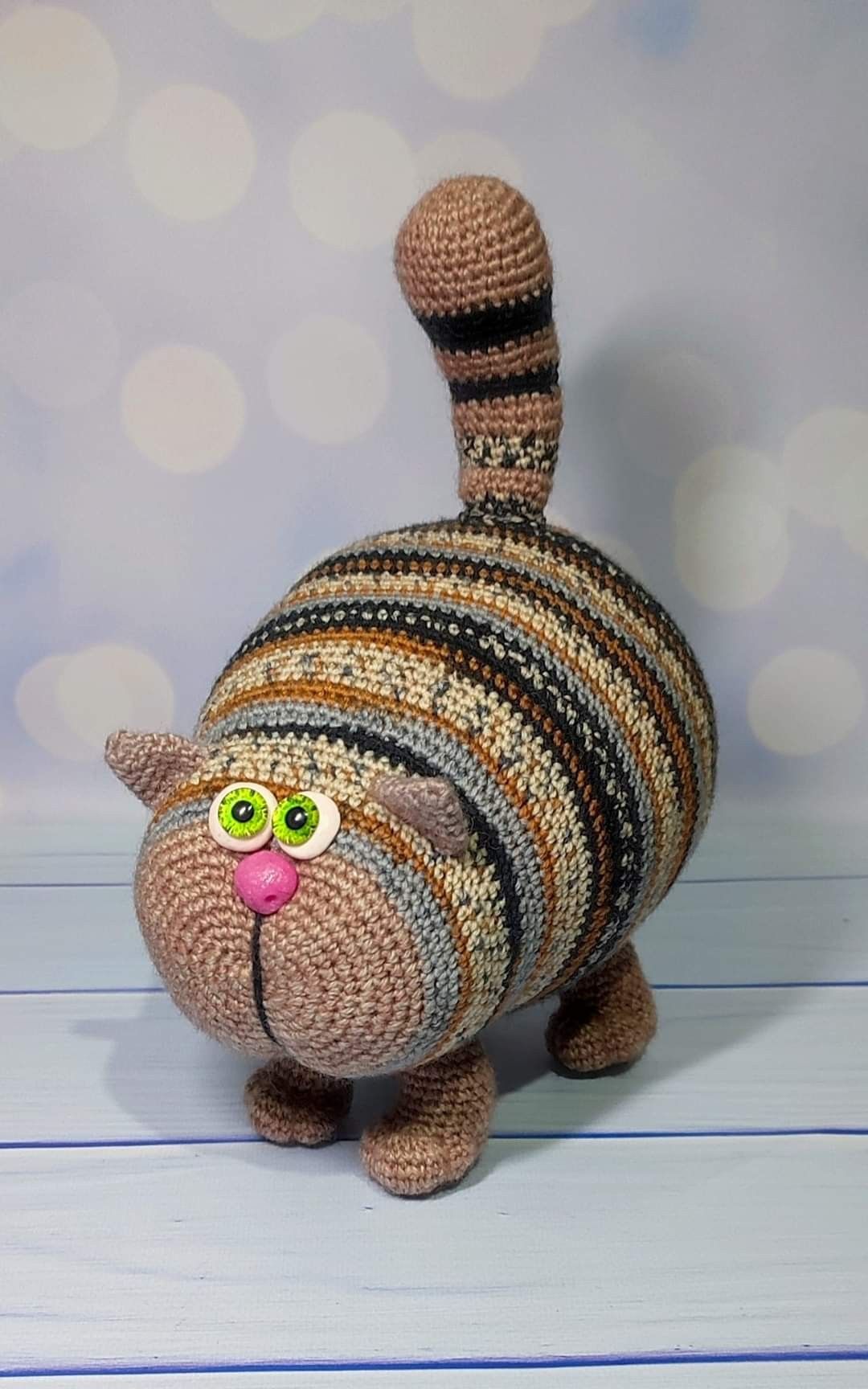 Striped Cat Crochet Pattern – Amigurumi Plush Toy