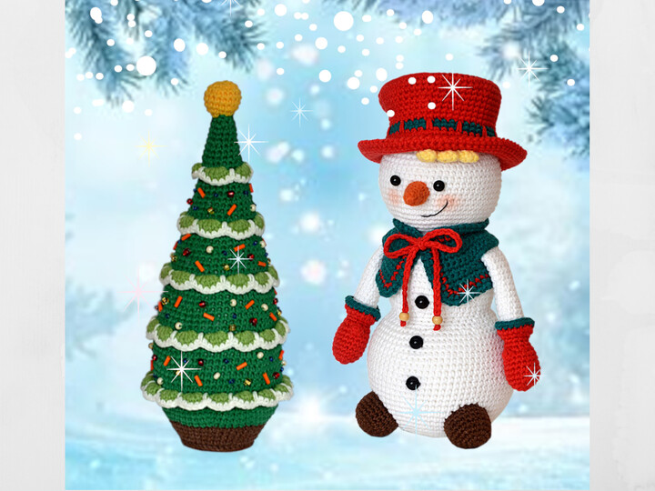 Amigurumi Snowman with Christmas tree