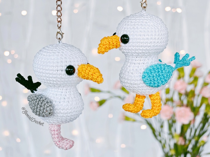 Baby Seagull Keychain Crochet Pattern