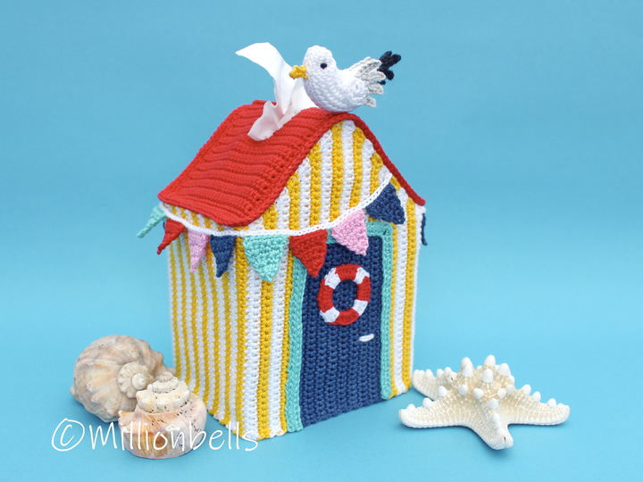 Beach Hut Tissue Box Cover Crochet Pattern Home Deco