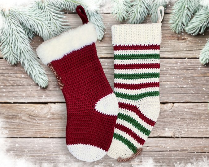 Crochet Pattern Christmas Stocking in 2 Versions