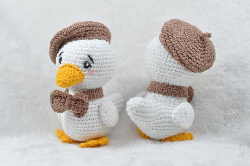 Crochet Pattern Cute Duck with Hat and Bow Tie Beginner-Friendly