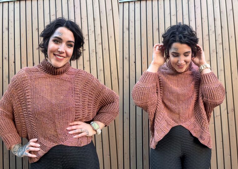 Crochet pattern for a turtleneck sweater GLAMOUR GIRL