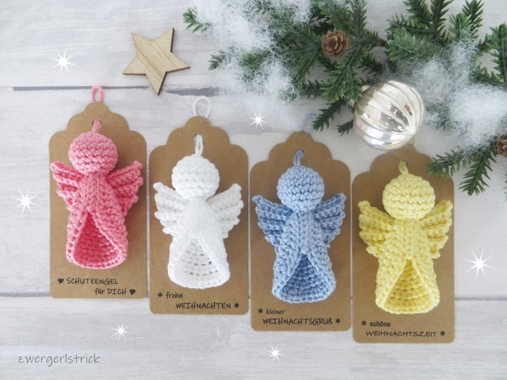 Crochet small angels gift tags and tree decorations