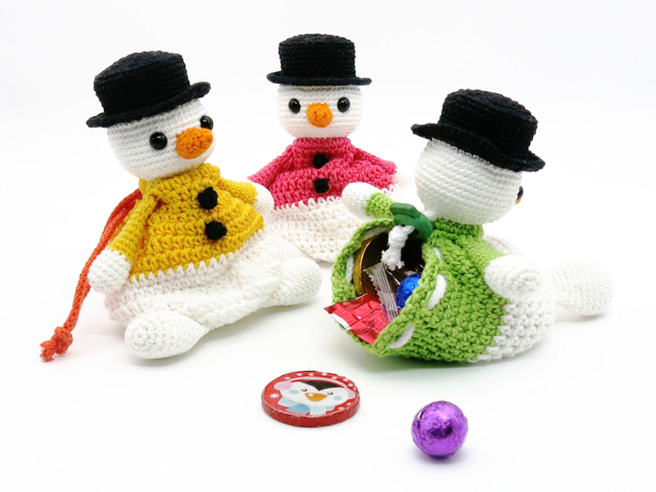 Drawstring Bag Snowman Crochet Pattern