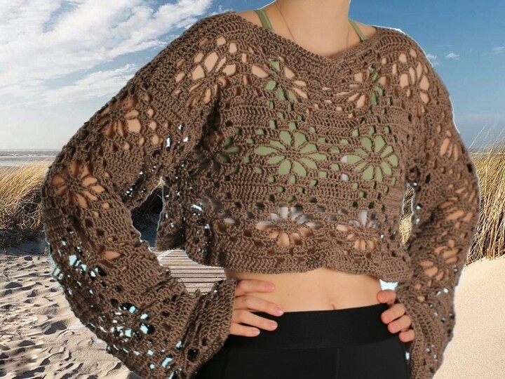 Flower Butterfly Shirt Sweater crochet pattern