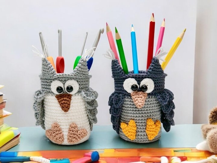Owl Pen Needle Container Crochet Pattern