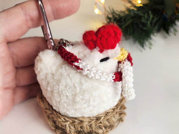 Plush Chicken Crochet Pattern in Basket