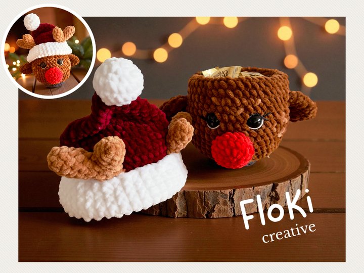 Reindeer surprise fillable crochet pattern