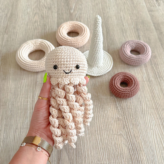 Stacking Toy Quinn the Jellyfish Crochet Pattern