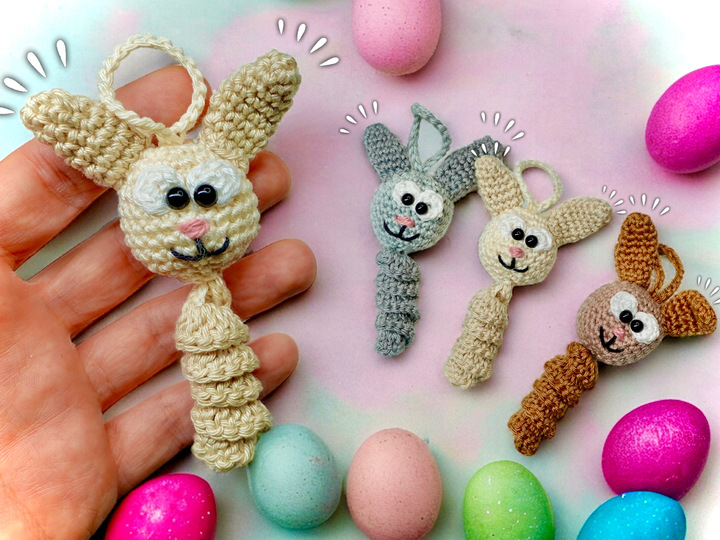 Bunny Worms lucky charm Crochet Pattern