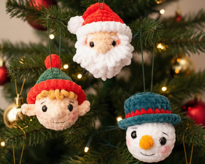 Crochet Christmas Ornaments Pattern Set