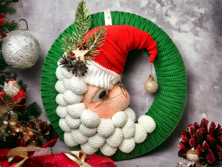 Crochet Pattern Door wreath Santa Claus