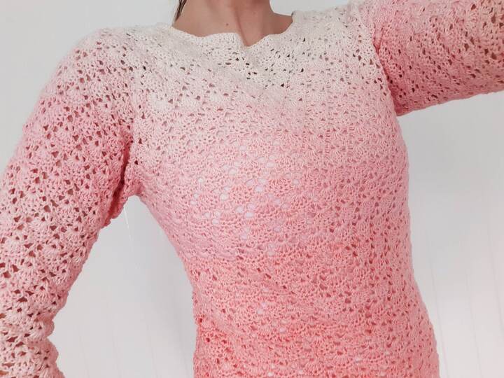 Crochet pattern sweater Diana, raglan style, all sizes