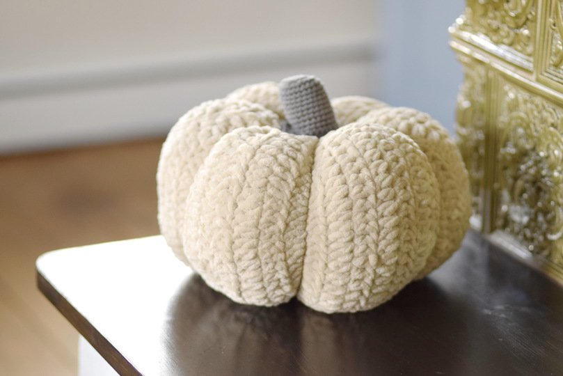 Crochet pumpkin pillow
