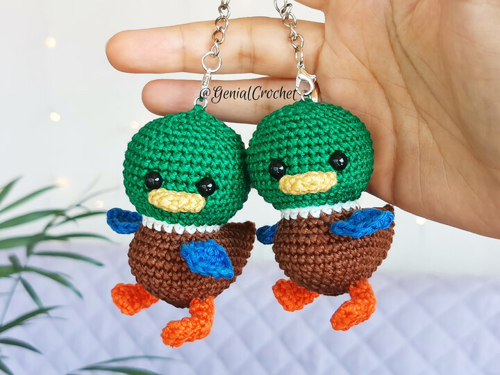 No Sew Amigurumi Pattern Baby Mallard Duck Crochet Keychain