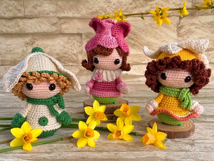 Spring-Trio Snowdrop, Tulip & Daffodil Crochet Pattern
