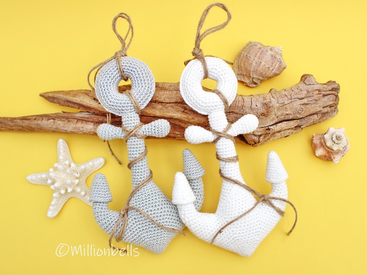 Amigurumi Anchor Crochet Pattern Beach Decor Nautical Ornament Sea