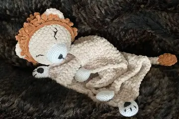 Crochet Pattern Comforter Cuddly Lion Lenny