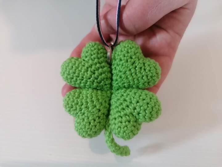 Crochet Pattern Hanging Car Charm Four Leaf Clover Amigurumi