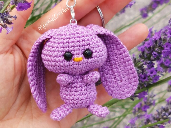 No Sew Crochet Pattern Amigurumi Floppy Bunny Keychain