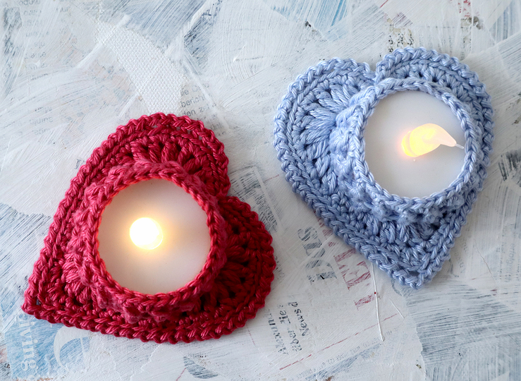 Sweet LED Tealight Holder Say it with Heart Crochet Pattern