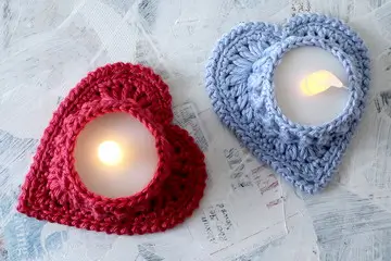 Sweet LED Tealight Holder Say it with Heart Crochet Pattern