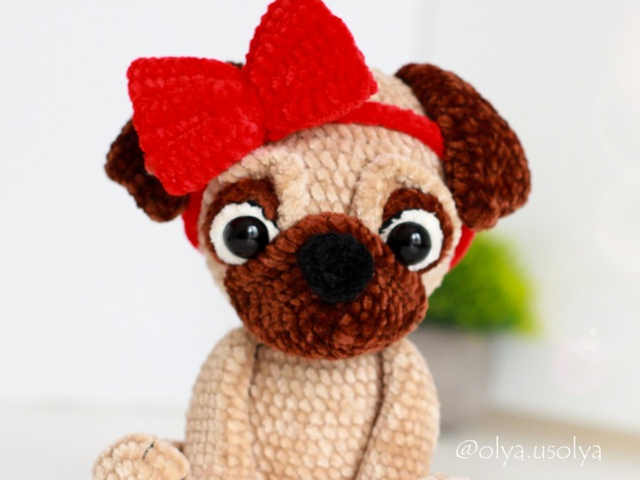 Anabelle the pug Crochet Pattern Amigurumi stuffed toy