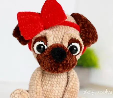 Anabelle the pug Crochet Pattern Amigurumi stuffed toy