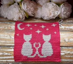 Crochet pattern cloth Love Cats