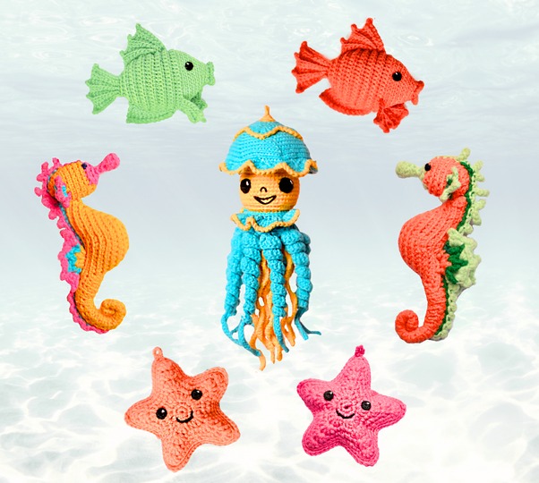 Crocheted set Underwater creatures