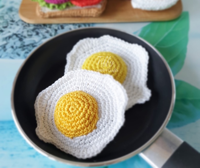 Fried Egg Crochet Play Food Pattern