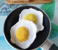 Fried Egg Crochet Play Food Pattern