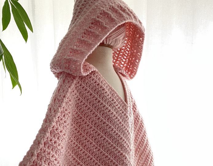 Hooded poncho kids - crochet pattern