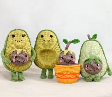 Avocado Family Amigurumi Crochet Pattern