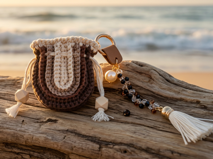 Boho Bag Crochet pattern for a stylish Boho-style keychain