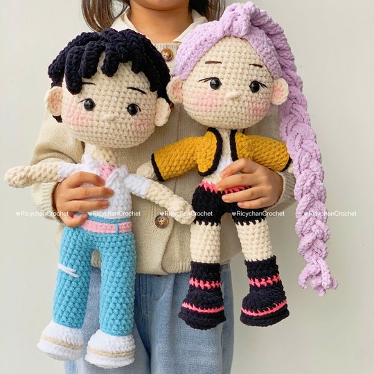 Bundle 2in1 Crochet Doll Pattern Amigurumi Kpop Couple