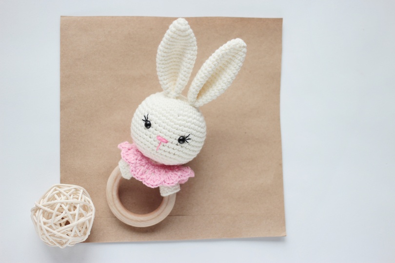 Crochet pattern Baby rattle bunny PDF
